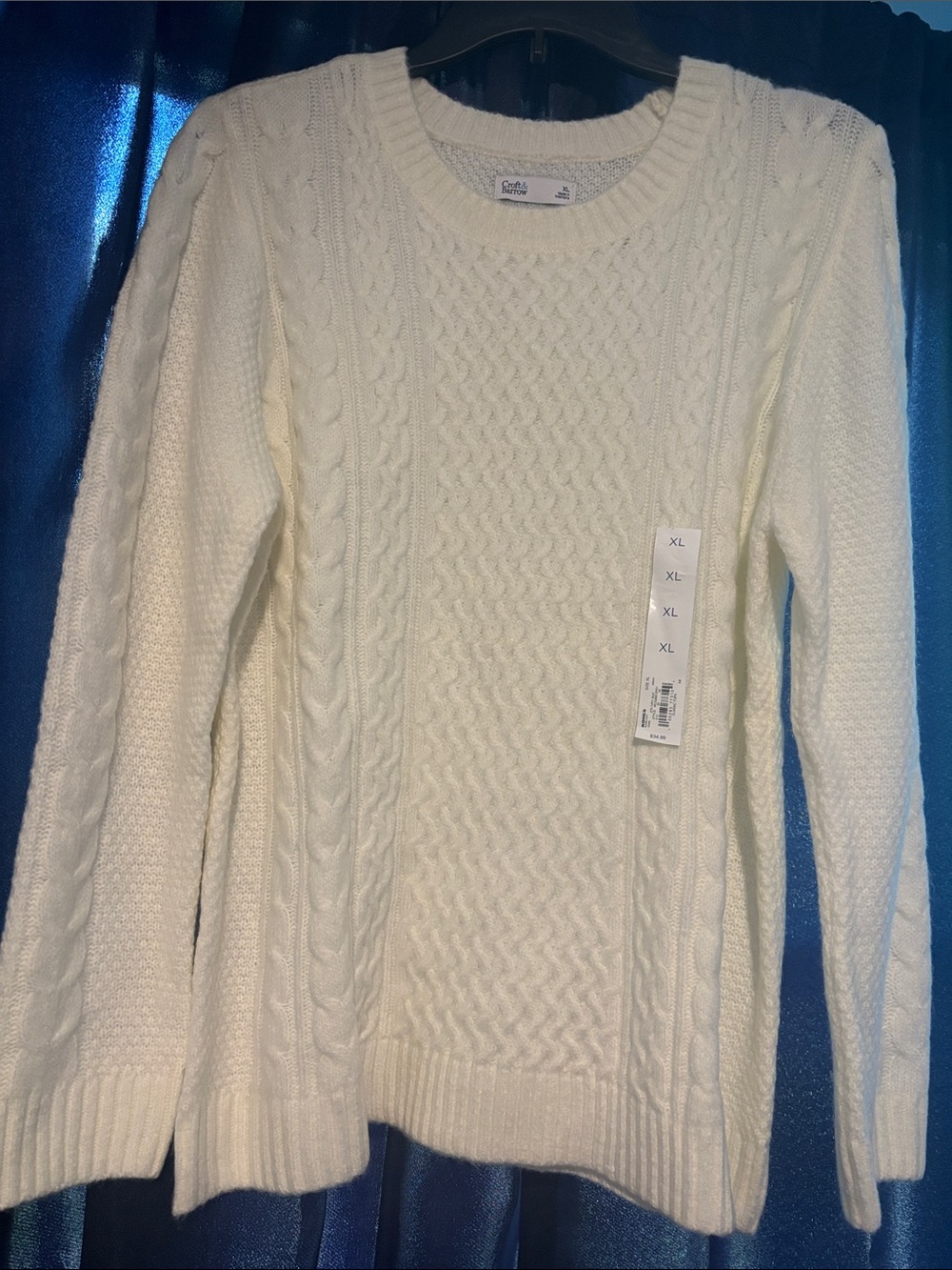 croft & barrow Cream Cable-Knit Crewneck Sweater